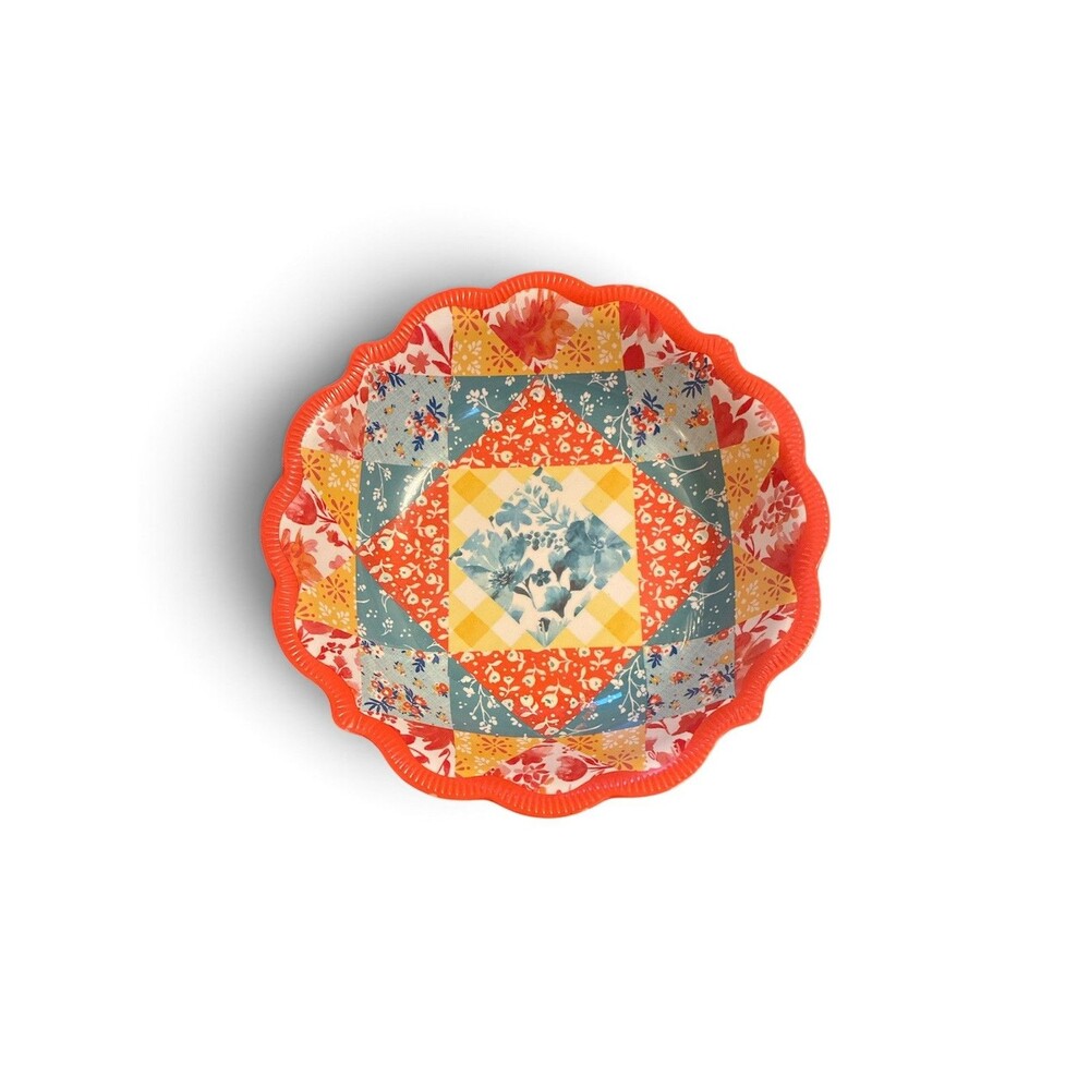 1 ~ Pioneer Woman PATCHWORK MEDLEY 8.5” Scalloped Melamine Dinner Bowl